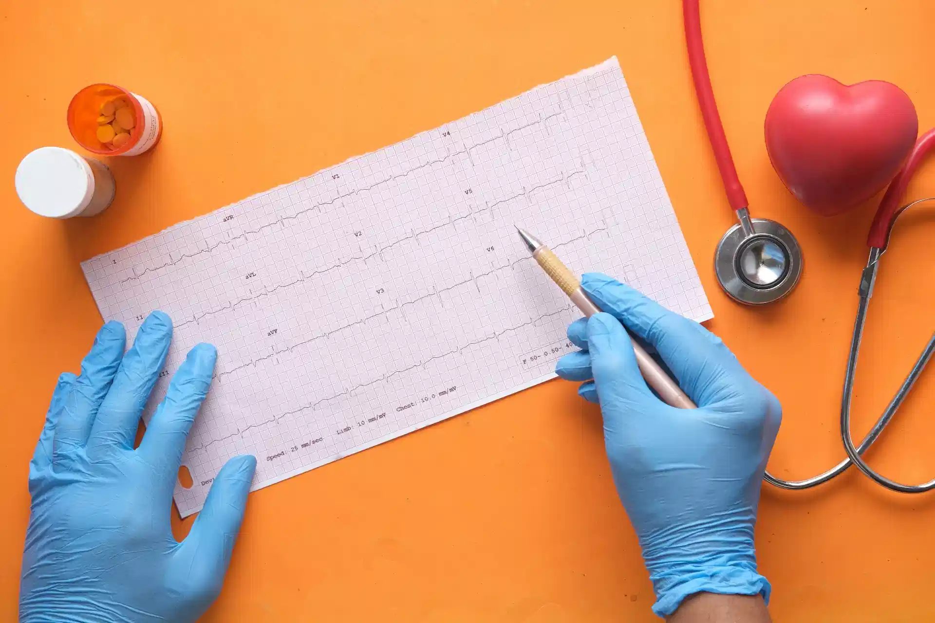 Medical gloves and paperwork